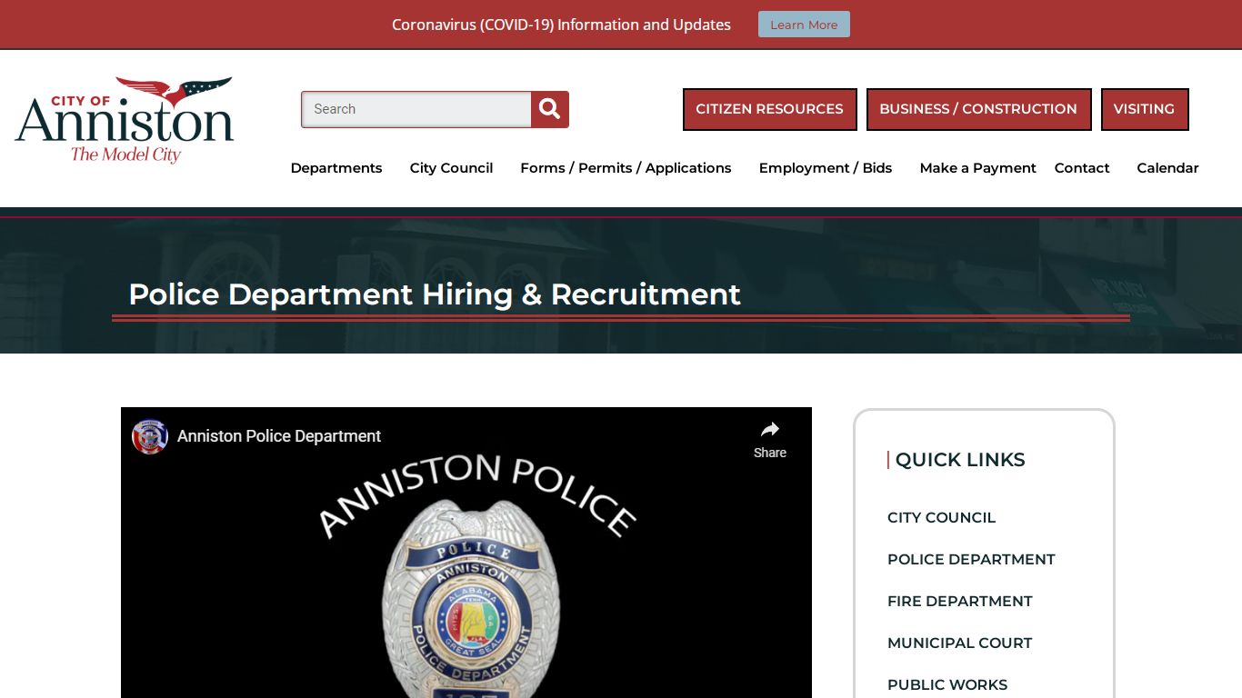 Police Department Hiring & Recruitment - The City of Anniston